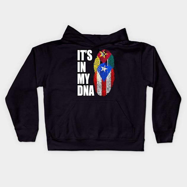 Puerto Rican And Mozambican Mix DNA Flag Heritage Kids Hoodie by Just Rep It!!